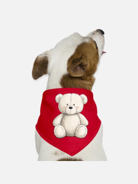 Nounours mignon plein de tendresse - Bandana pour chien - rouge - Devant