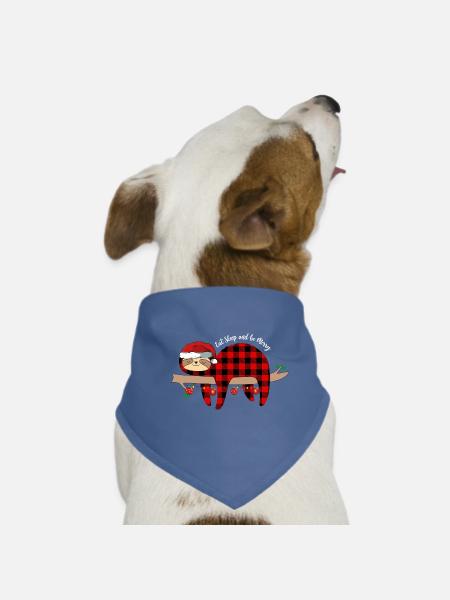 Eat Sleep And Be Merry Sloth - Dog Bandana - red - Front