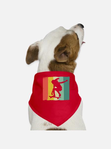 Skateboarding Skater Skateboard Skateboarder - Dog Bandana - red - Front