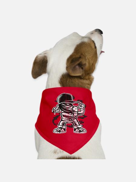 KÄMPFER - Kampf Boxer Comic Cartoon Geschenk Motiv - Hunde-Bandana - Rot - Vorne