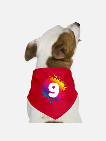 9 Number of blobs - Dog Bandana - red - Front