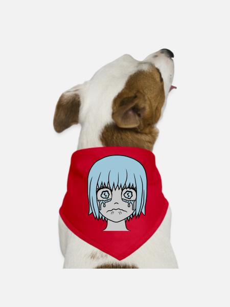 Unhappy sad girl face - Dog Bandana - red - Front