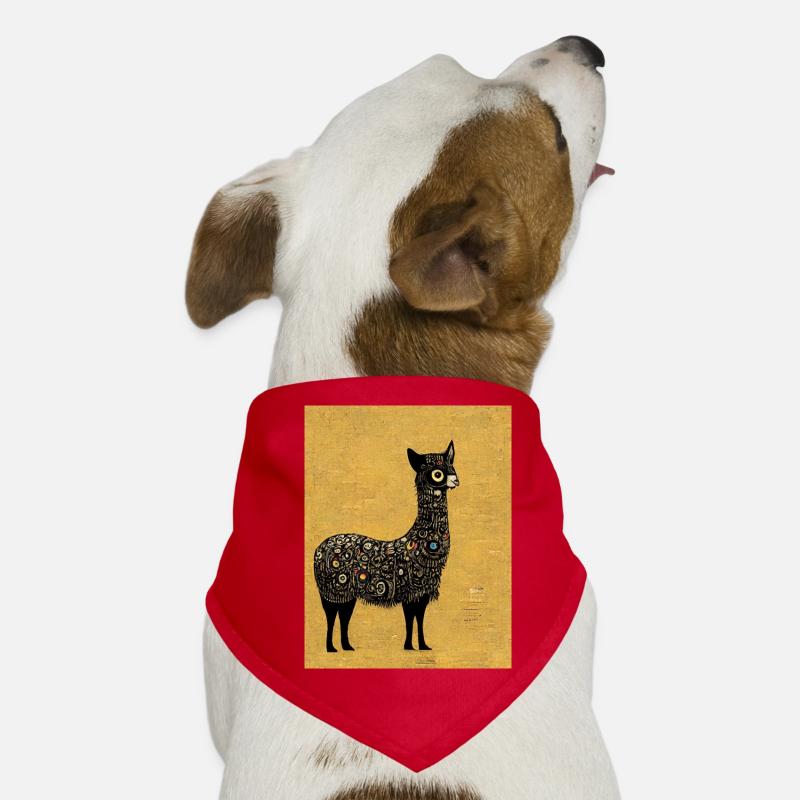 Lama Gemälde Gold Hunde-Bandana