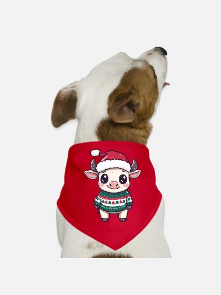 Taurus Christmas Xmas - Dog Bandana - red - Front