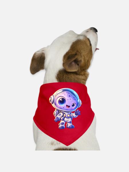 Kuscheliger Astronaut im All - Hunde-Bandana - Rot - Vorne
