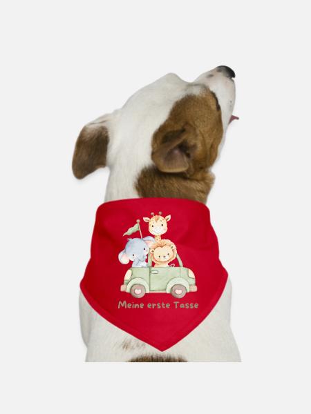 Tierkinder Safari Auto - Hunde-Bandana - Rot - Vorne