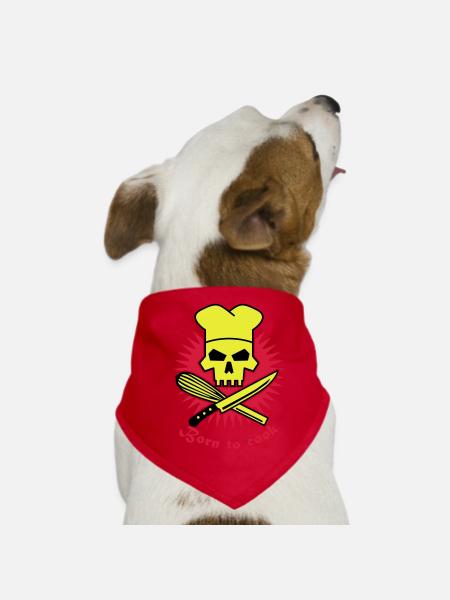 born_to_cook_3c - Bandana pour chien - rouge - Devant
