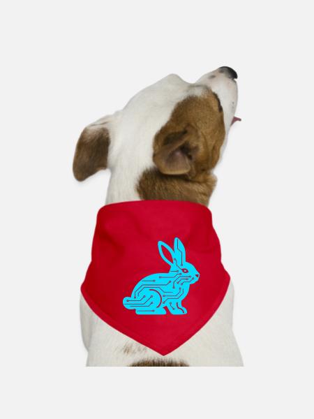 Cyber Rabbit Circuit Board Tech Vector - Dog Bandana - red - Front