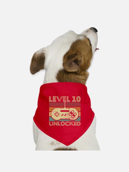 Level 10 freigeschaltet Geburtstagsgeschenk 10 Jahre - Hunde-Bandana - Rot - Vorne