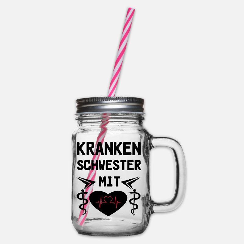 Krankenschwester mit Herz Medizin Geschenk - Henkelglas mit Schraubdeckel - Klar