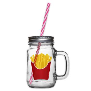 French fries gift idea - Glass jar with handle and screw cap - clear - Right