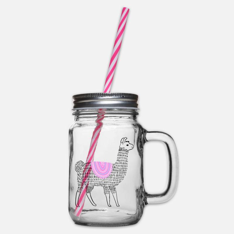 Boho Lama - Henkelglas mit Schraubdeckel - Klar