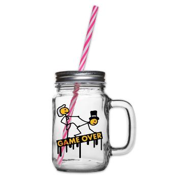 bachelor_party_game_over - Henkelglas mit Schraubdeckel - Klar - Rechts