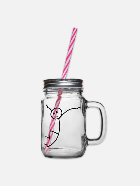 Strichmännchen - Henkelglas mit Schraubdeckel - Klar