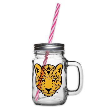 leopards wild animal 30 - Glass jar with handle and screw cap - clear - Right
