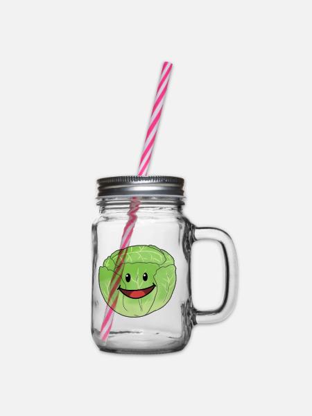 Weißkohl Gemüse Kohlkopf Kohl Speise Vegan - Henkelglas mit Schraubdeckel - Klar