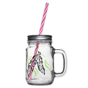 Feathers tied together - Glass jar with handle and screw cap - clear - Right