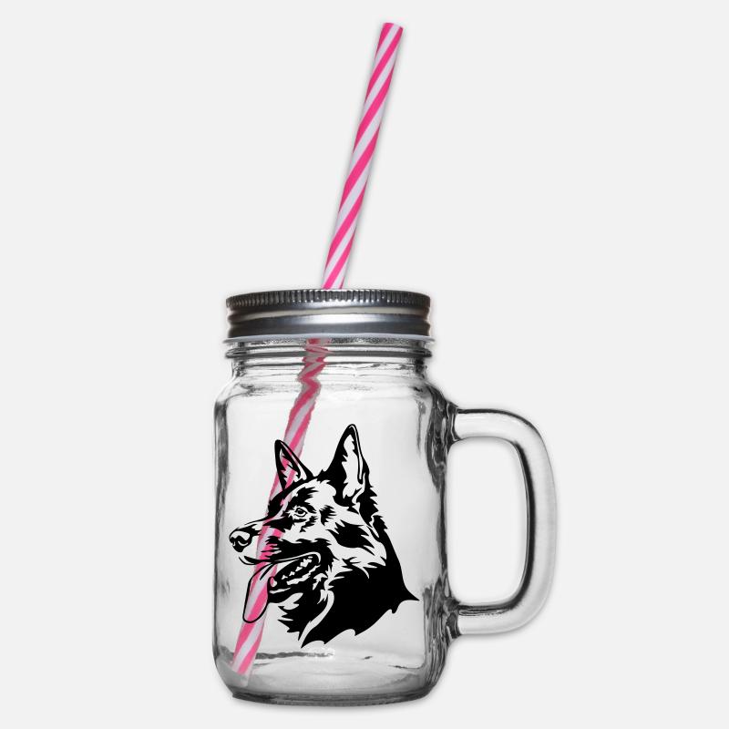 Deutscher Schäferhund Kopf - Henkelglas mit Schraubdeckel - Klar