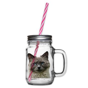 Cat Cats cat Cats Cat Head - Glass jar with handle and screw cap - clear - Right