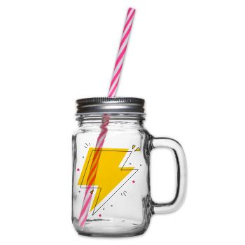 Dynamic Ray in Yellow and Black - Glass jar with handle and screw cap - clear - Right