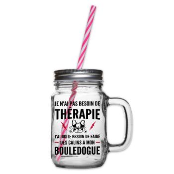 Thérapie Bouledogue / Humour Bouledogue Français - Bocal à boisson - transparent - Droite