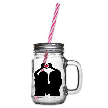 Handherz Silhouette Girlfriends - Glass jar with handle and screw cap - clear - Right