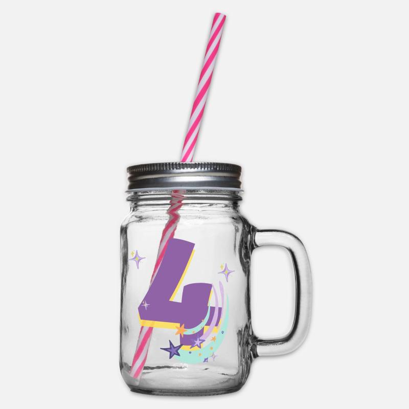4e anniversaire (Cadeau de 4 ans) - Bocal à boisson - transparent