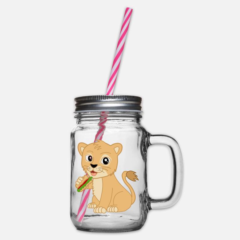 Mignon bébé lion avec sandwich - Bocal à boisson - transparent