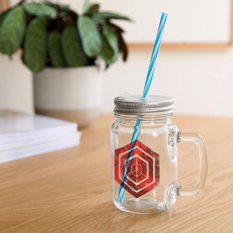 hexagon programming programmer coding geometric Glass jar with handle and screw cap