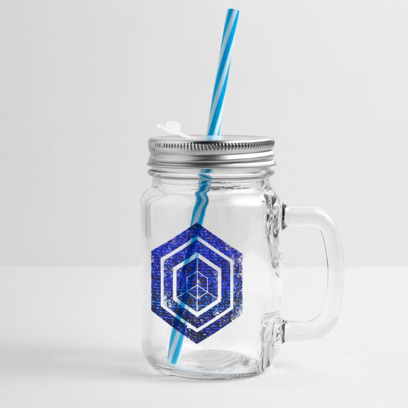 Hexagon-Programmierung Programmierer Codierung geometrisch Henkelglas mit Schraubdeckel