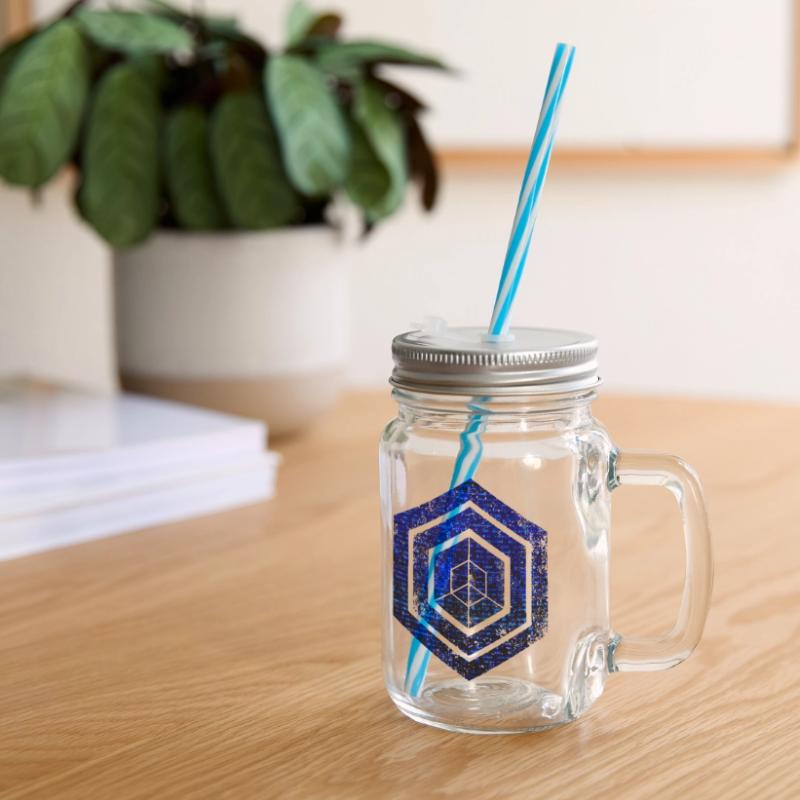 Hexagon-Programmierung Programmierer Codierung geometrisch Henkelglas mit Schraubdeckel