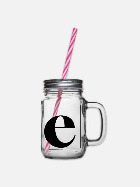 Buchstabenalphabet e - Henkelglas mit Schraubdeckel - Klar