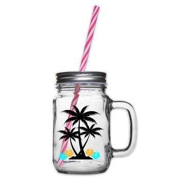 palme hibiskus - Henkelglas mit Schraubdeckel - Klar - Rechts