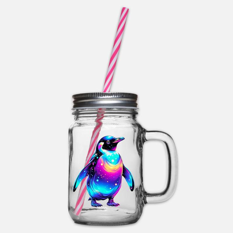 Pinguin - Henkelglas mit Schraubdeckel - Klar