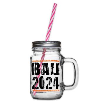 Bali 2024 Spruch - Henkelglas mit Schraubdeckel - Klar - Rechts