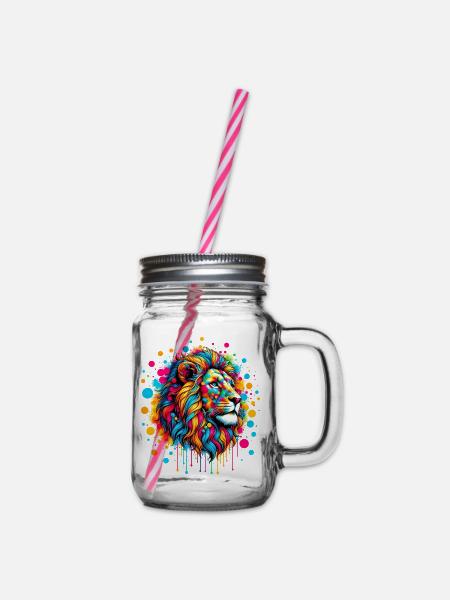 Löwe - Henkelglas mit Schraubdeckel - Klar