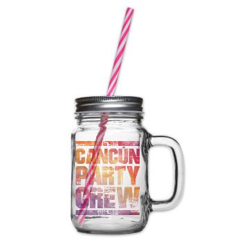 Cancun Party Crew Colorful - Glass jar with handle and screw cap - clear - Right