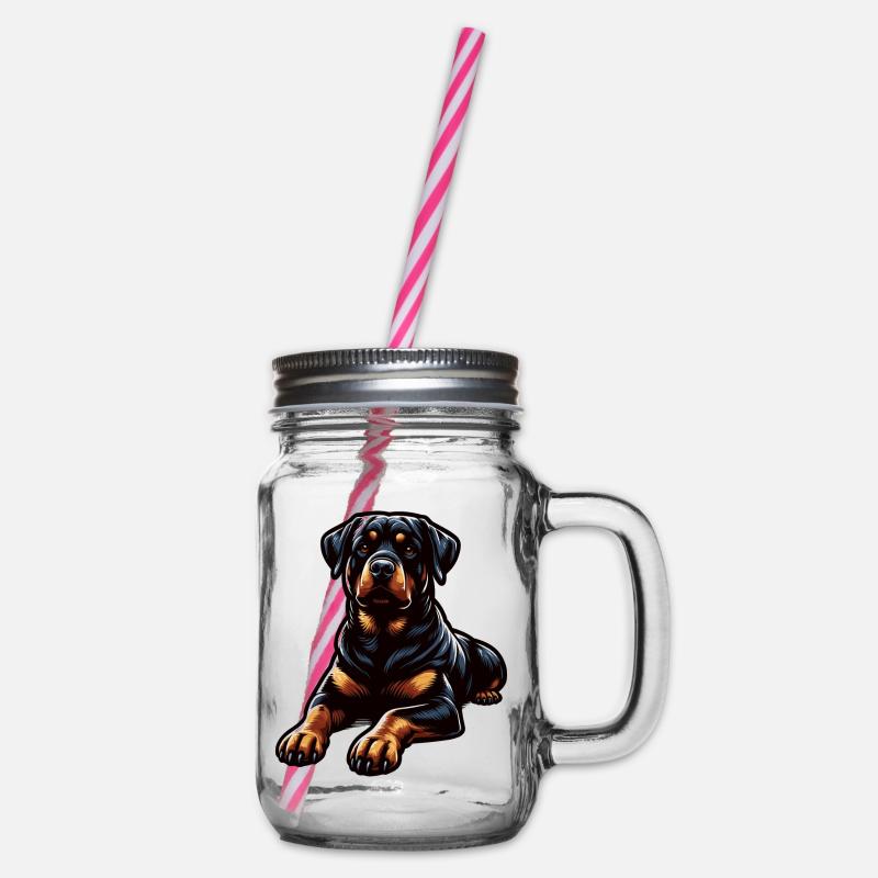 Rottweiler - Henkelglas mit Schraubdeckel - Klar