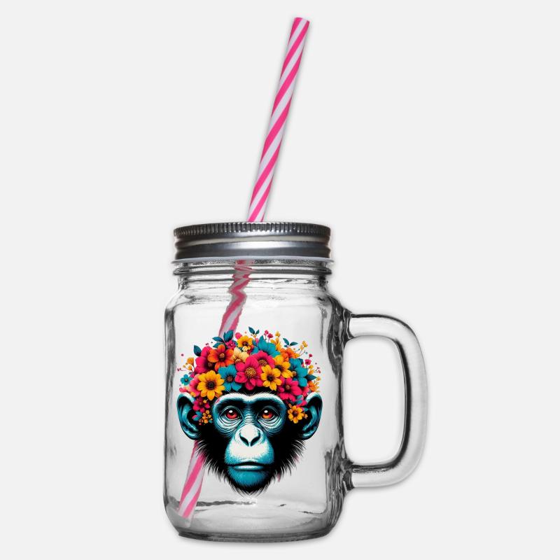 Affe - Henkelglas mit Schraubdeckel - Klar