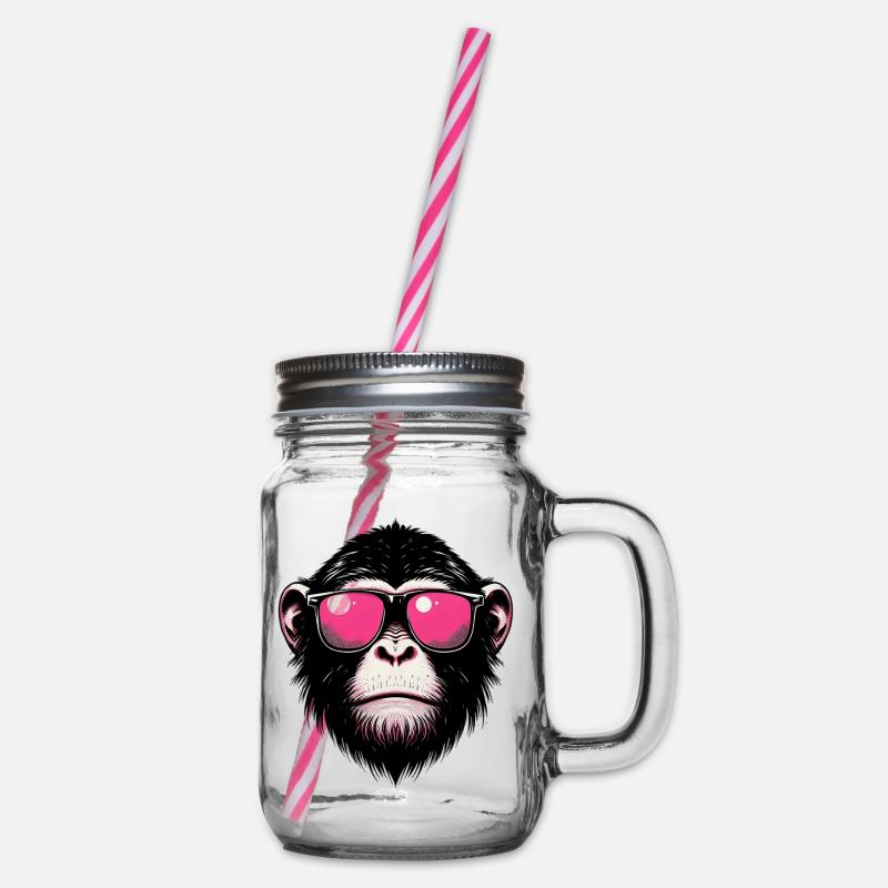 Affe - Henkelglas mit Schraubdeckel - Klar