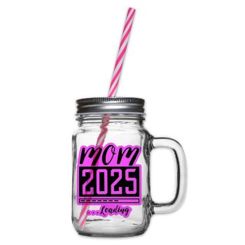 Mama 2025 Loading Mom Schwangerschaft - Henkelglas mit Schraubdeckel - Klar - Rechts