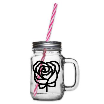 Pink Flower - Glass jar with handle and screw cap - clear - Right