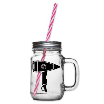Hair dryer - Glass jar with handle and screw cap - clear - Right