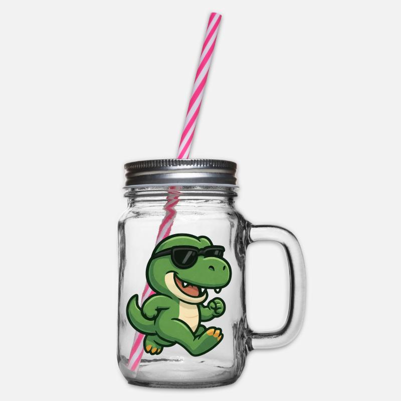 Cool T-Rex Dinosaure avec lunettes de soleil Jogging - Bocal à boisson - transparent