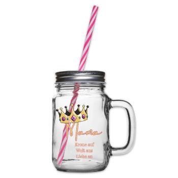 Für mich trägst du immer die Krone -Mama, Königin! - Henkelglas mit Schraubdeckel - Klar - Rechts