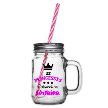 Princesse née en Février Cadeau Anniversaire - Bocal à boisson - transparent - Droite