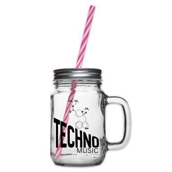 Techno-Musik. - Henkelglas mit Schraubdeckel - Klar - Rechts