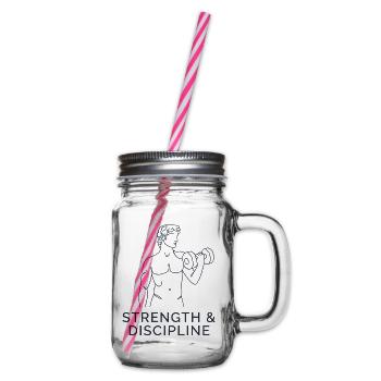Strength & Discipline - Henkelglas mit Schraubdeckel - Klar - Rechts
