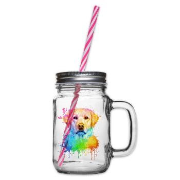 Labrador Retriever Aquarell Illustration - Henkelglas mit Schraubdeckel - Klar - Rechts