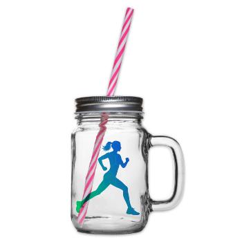 Geschenkidee für eine Running mit Running - Henkelglas mit Schraubdeckel - Klar - Rechts